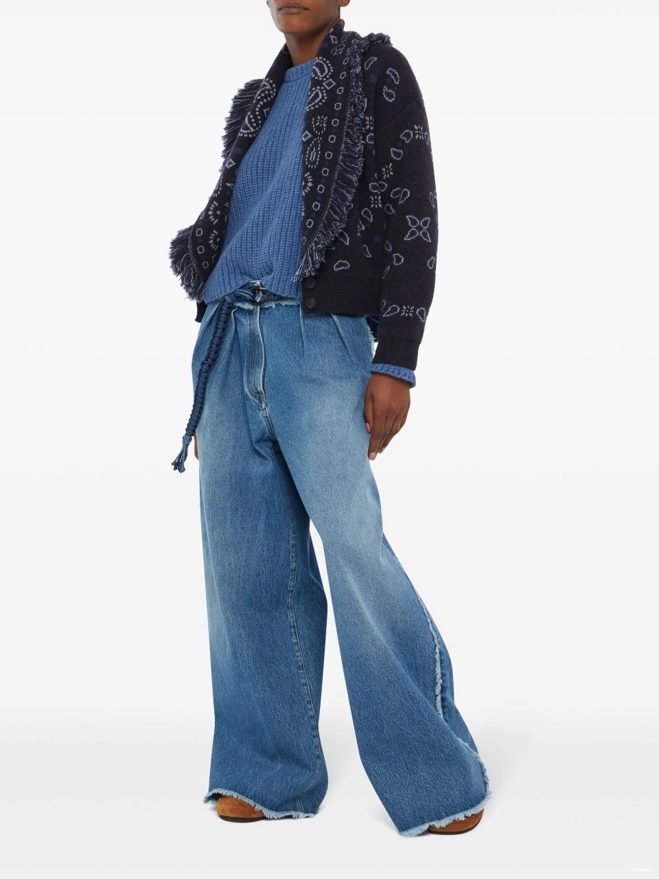 Cheap knitted Women Alanui bandana-pattern bomber jacket 0819